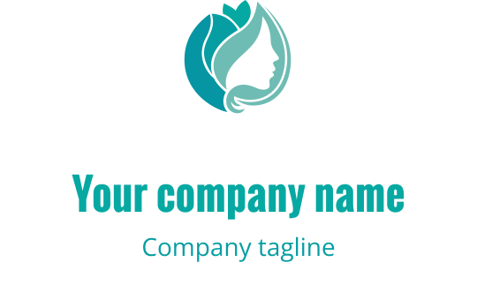Elegantes Logo-Design mit einer Profil-Silhouette, fließendem Haar und Blättern
