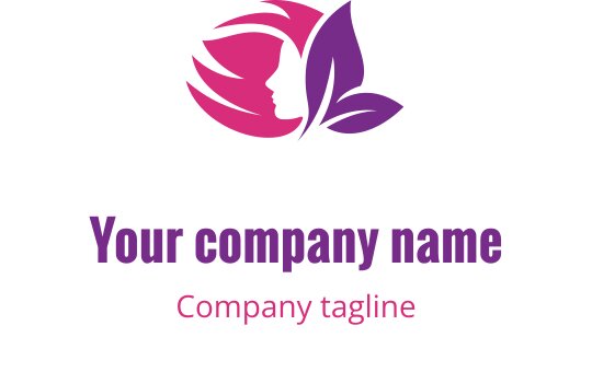 Elegantes Logo-Design mit einer Profil-Silhouette und floralen Elementen in Pink und Lila