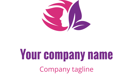 Elegantes Logo-Design mit einer Profil-Silhouette und floralen Elementen in Pink und Lila