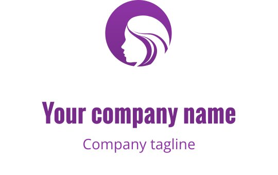 Elegantes lila Logo-Design mit einer stilisierten Silhouette einer Frau