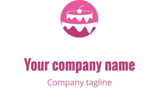 Verspielt pinkes und rotes Logo-Design mit einem stilisierten Kuchen