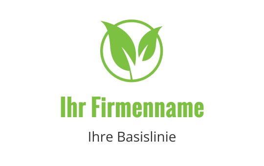 Modernes grünes Logo-Design mit zwei Blättern in einem kreisförmigen Umriss
