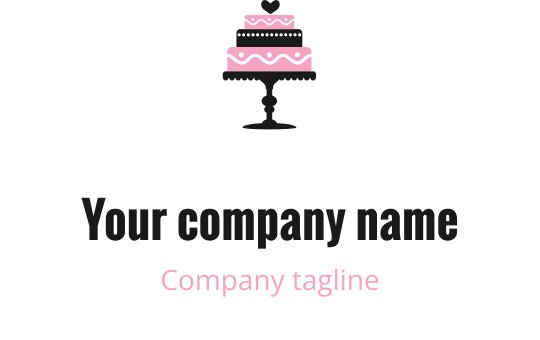 Elegantes schwarzes und pinkes Logo-Design mit stilisierter Kuchenform