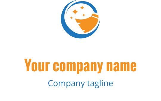 Modernes Logo-Design mit einem Halbmond und Sternen in Blau und Orange