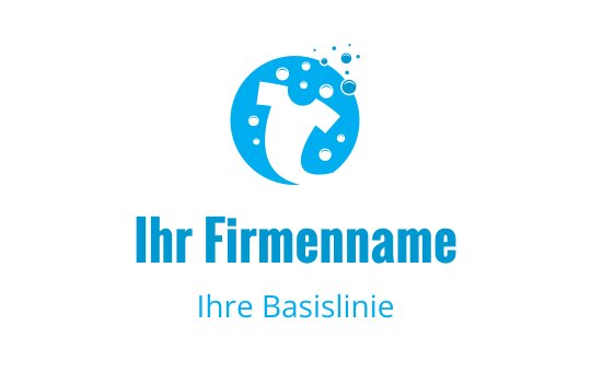 Modernes blaues Logo-Design mit einem stilisierten Hemd und Blasen