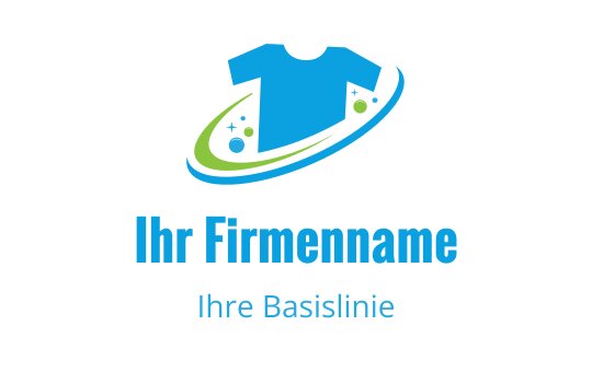 Buntes Logo-Design mit einem T-Shirt und wirbelnden Elementen