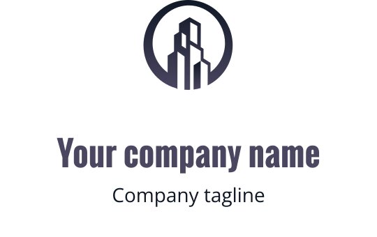Modernes Logo-Design mit abstrakten Gebäuden in einer kreisförmigen Form