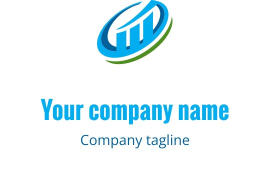 Modernes blaues und grünes Logo-Design mit abstrakten, geschwungenen Formen und Balken