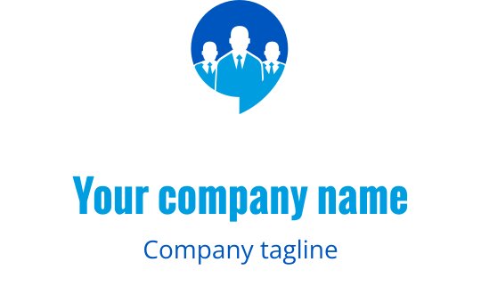Professionelles Logo-Design mit Silhouetten von drei Figuren in Blautönen