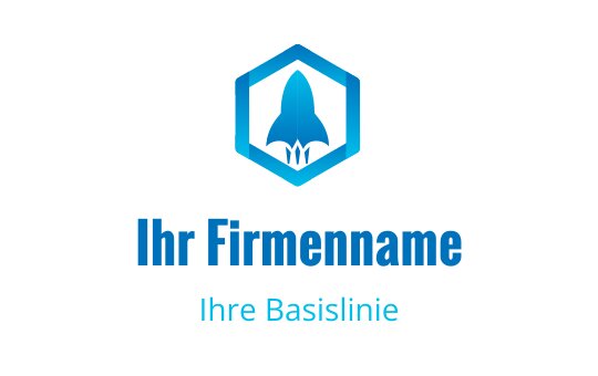 Modernes blaues Raketenlogo-Design in einer hexagonalen Form
