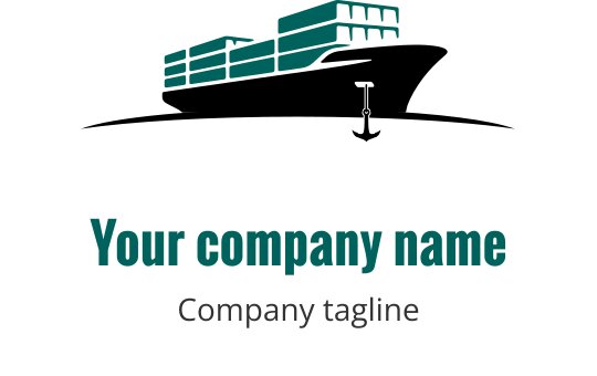 Türkises Logo-Design mit einer stilisierten Schiffs-Silhouette