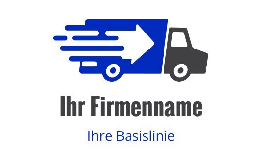 Dynamisches Logo-Design eines Lieferwagens mit Bewegungslinien und blauen Akzenten