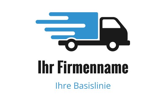 Dynamisches Logo-Design eines Lieferwagens mit Bewegungslinien in Blau