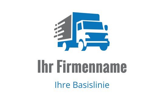 Fettes blaues Logo-Design eines Lieferwagens mit dynamischen Bewegungslinien
