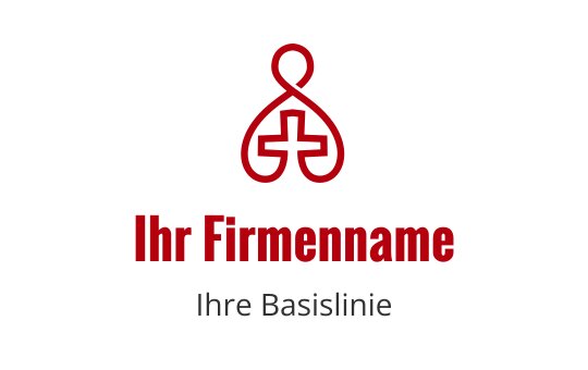Stilisiertes rotes Logo-Design mit verschlungenen Formen und Kreuzen