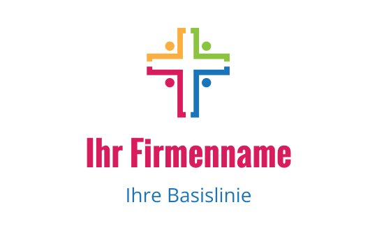 Buntes Kreuzlogo-Design mit kreisförmigen Akzenten in lebhaften Farben