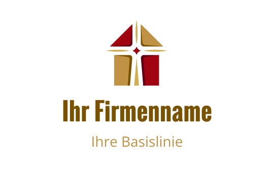 Modernes Logo-Design mit einer geometrischen Form in Rot und Gold