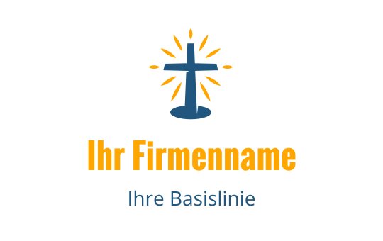 Modernes Kreuz-Logo-Design mit Lichtstrahlen in Blau und Orange