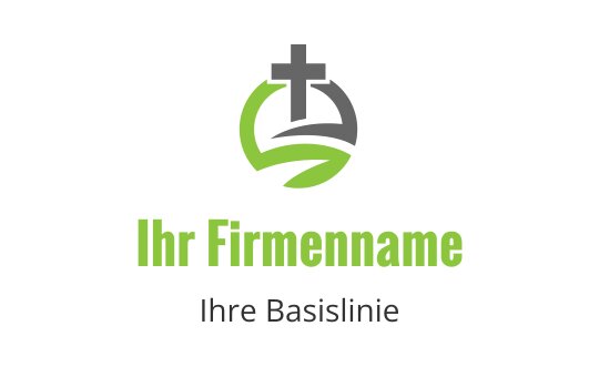 Modernes Logo-Design mit einem Kreuz und grünen Wellen-Elementen