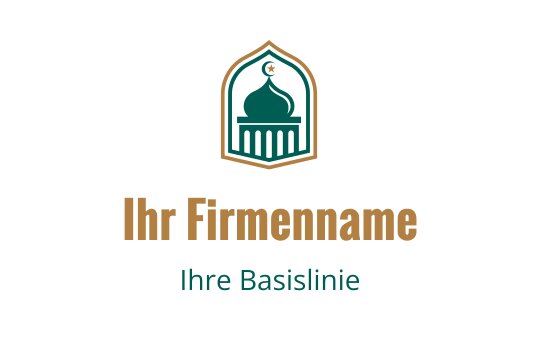 Elegantes Logo-Design mit einer Kuppel und einem Bogen in Grün und Gold