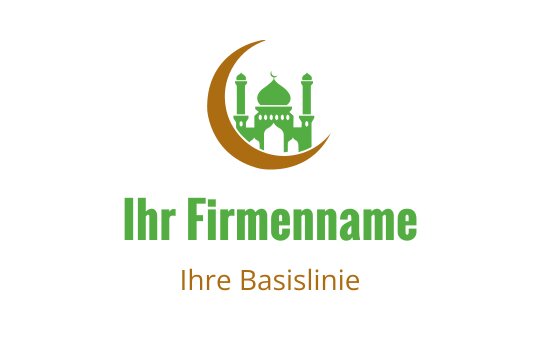 Elegantes Logo-Design einer Moschee mit einem Halbmond und grünen Akzenten