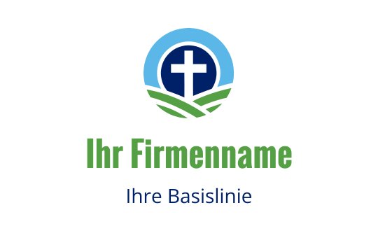 Modernes Logo-Design mit einem Kreuz in einem kreisförmigen Landschaftsmotiv