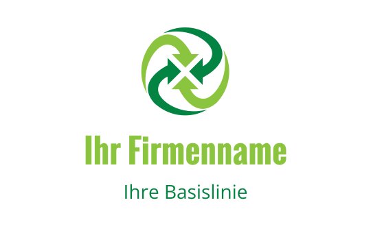 Modernes grünes kreisförmiges Logo-Design mit Pfeilen und überlappenden Formen