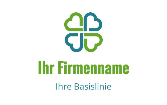 Modernes Logo-Design mit ineinandergreifenden Herzen in Grün und Blau