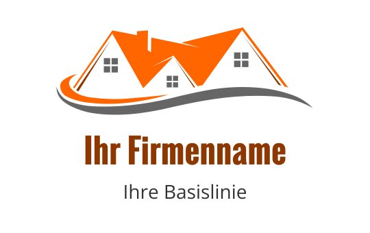 Modernes Logo-Design mit zwei orangefarbenen Dächern und einer geschwungenen Linie
