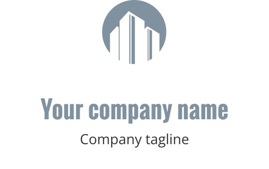 Türkises Logo-Design mit einer stilisierten modernen Gebäudesilhouette