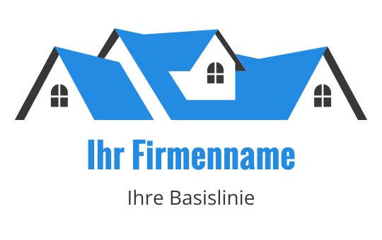 Modernes blaues und graues Logo-Design mit stilisierten Dächern