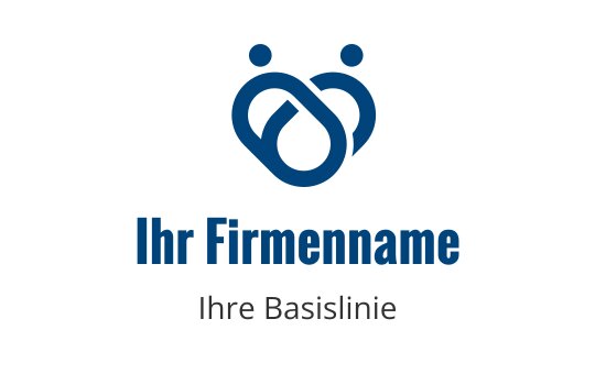 Modernes blaues Logo-Design mit verschlungenen Figuren und einer kreisförmigen Form