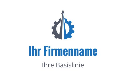 Modernes Logo-Design mit einem Zahnrad und einem Kompass in Blau und Grau