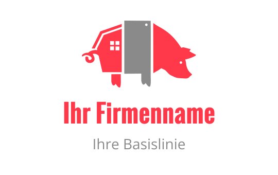 Kreatives Schwein-Logo-Design mit einem Haus und kräftigen roten Akzenten
