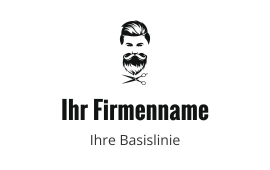 Stilisiertes Logo-Design mit einem bärtigen Mann und Scheren
