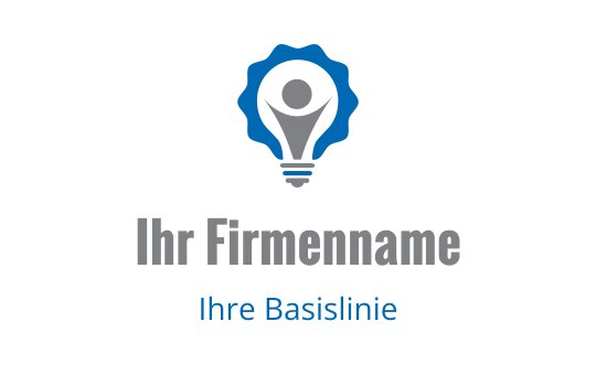 Kreatives Logo-Design mit einer Glühbirne, menschlicher Figur und Zahnrädern