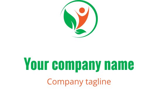 Lebhaftes Logo-Design mit verbundenen Figuren in Grün und Koralle