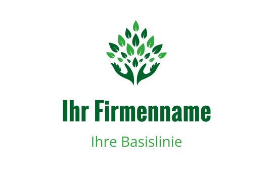 Modernes grünes Baumlogo-Design mit Händen, die den Stamm bilden