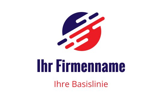 Dynamisches Logo-Design mit einer roten und blauen kreisförmigen Form und Streifen