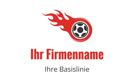 Dynamisches Logo-Design mit einem brennenden Fußball in Rot und Schwarz