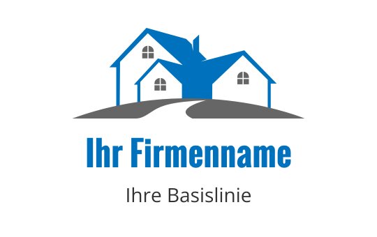 Modernes Logo-Design mit zwei stilisierten Häusern in Blau und Grau