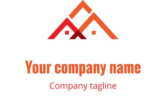 Modernes Logo-Design mit überlappenden roten und orangefarbenen Dächern