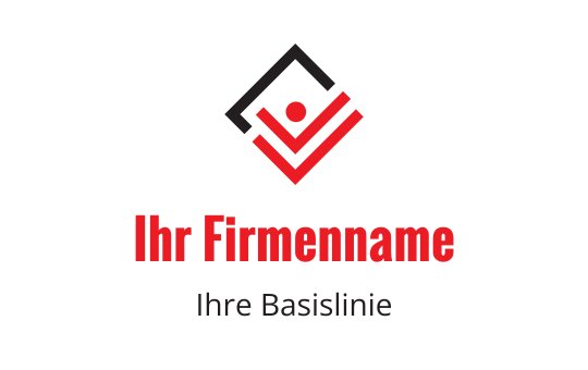 Modernes Logo-Design mit einer roten und schwarzen geometrischen Form und einer menschlichen Figur