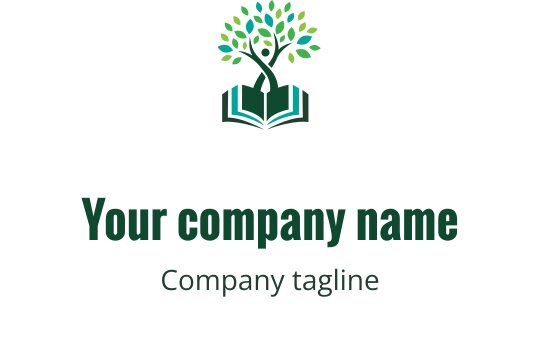 Modernes Logo-Design mit einem Baum über einem offenen Buch