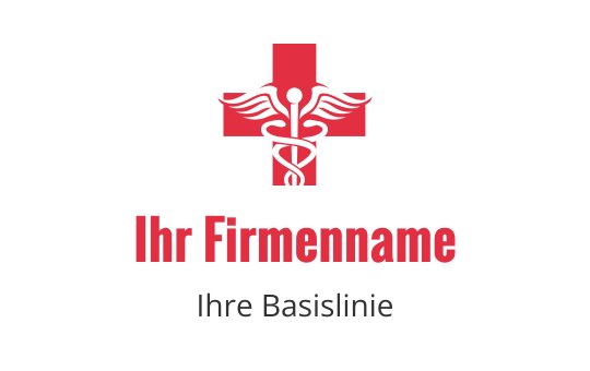 Rotes medizinisches Kreuzlogo-Design mit Caduceus und Flügeln
