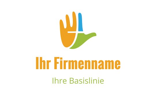 Buntes Handlogo-Design mit lebhaften orange, grün und blauen Elementen