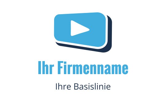 Modernes blaues Logo-Design mit einem Play-Button in einem abgerundeten Rechteck