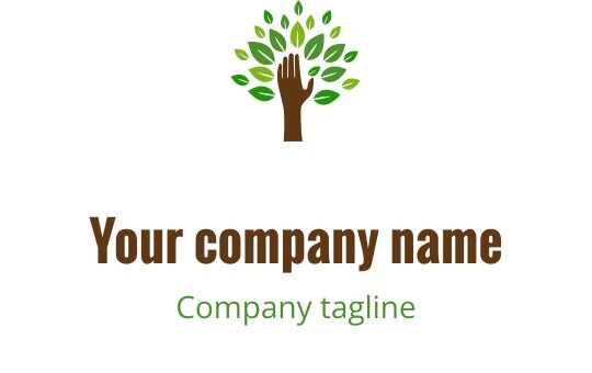 Modernes Baumlogo-Design mit grünen Blättern und braunem Stamm