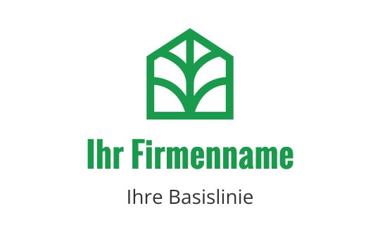 Modernes grünes Logo-Design mit einem stilisierten Blatt in Hausform
