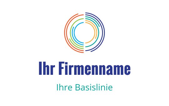 Buntes kreisförmiges Logo-Design mit überlappenden Linien und fettem Text